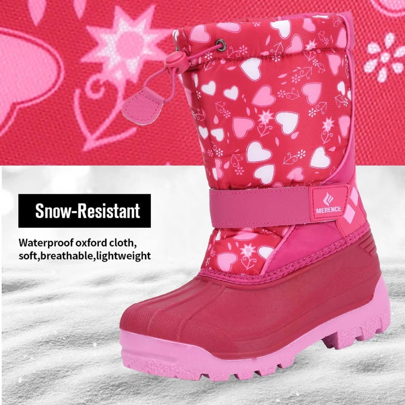 CIOR Kids Snow Boots for Boys Girls Toddler Winter Outdoor Boots Waterproof with Fur Lined(Toddler/Little Kids) Love Pink-25/26 - Image 5